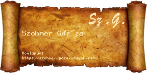 Szohner Géza névjegykártya